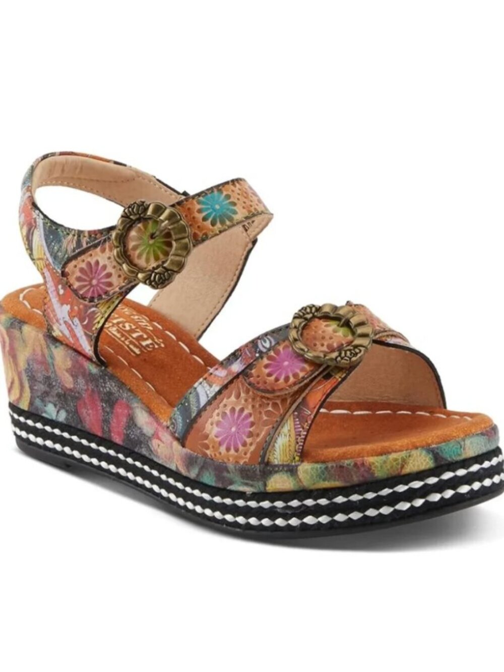NEW! L'Artiste Spring Step Vanille Leather Wedge Sandal 41 / 9.5-10